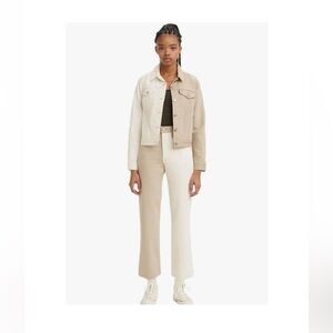 Levis Ribcage Straight Ankle Jeans Sz 28 Two Tone White Cream High Rise Denim